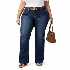 Melissa McCarthy Seven7 Bootcut Jeans Plus Size 16W Dark Wash Contrast Stitching